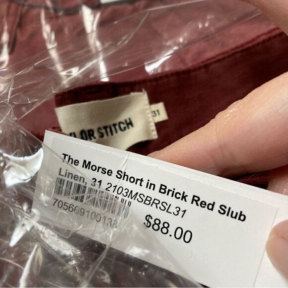 Taylor Stitch The Morse Short in Brick Red Slub Linen Blend Shorts Variety - Picture 10 of 14